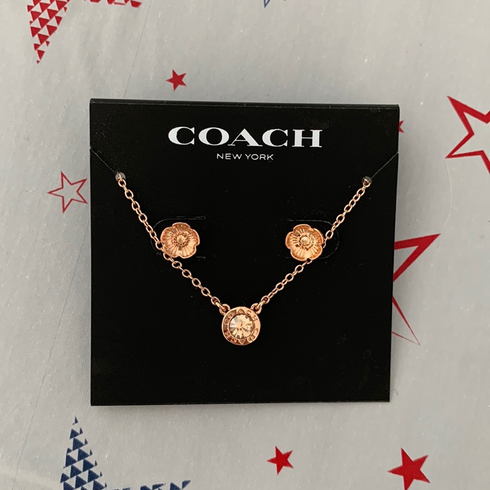 Open Circle Necklace And Tea Rose Stud Earrings Set